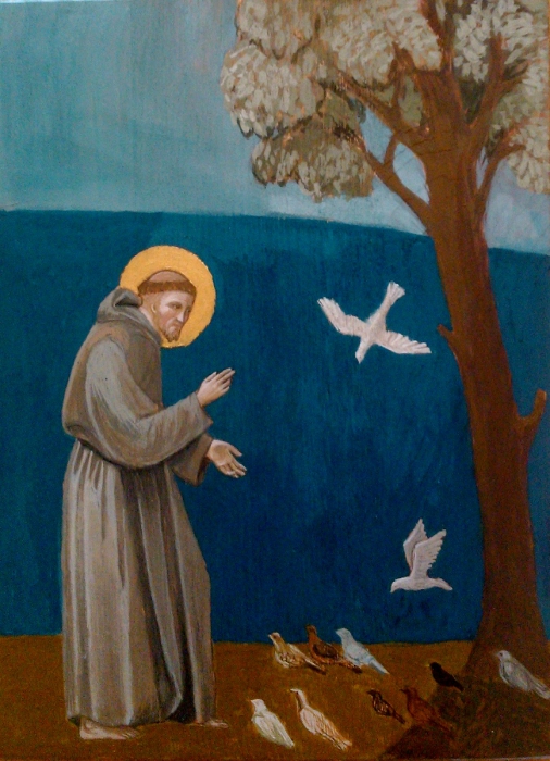 St Francis based on The Sermon to the Birds of Giotto