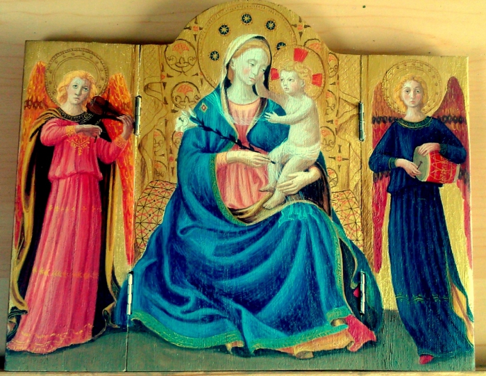 Tryptyk z Madonną i Aniołami, moja kompozycja wg Fra Angelico